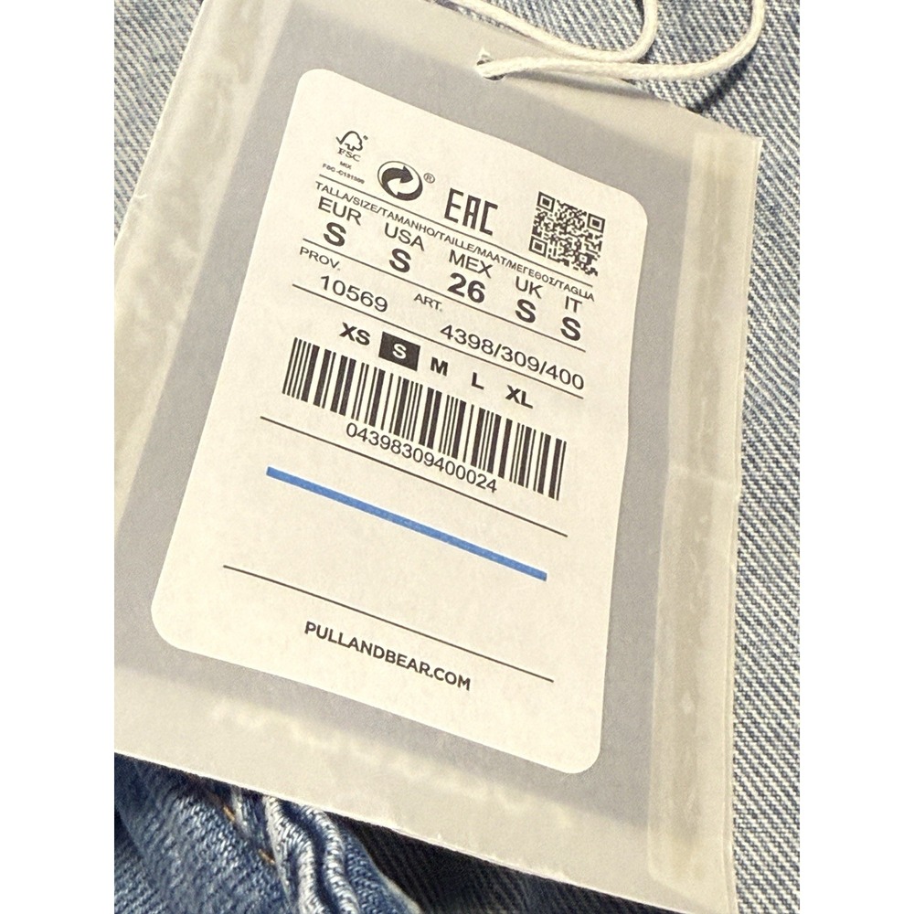 Pull & Bear Women S Light Wash Denim Mini Skirt Coastal Cowgirl Y2K Western Slit - Picture 8 of 14